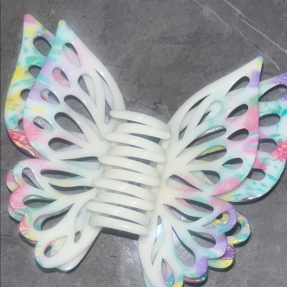 Big Butterfly Hair Claw Clip in Pastel Tie-Dye